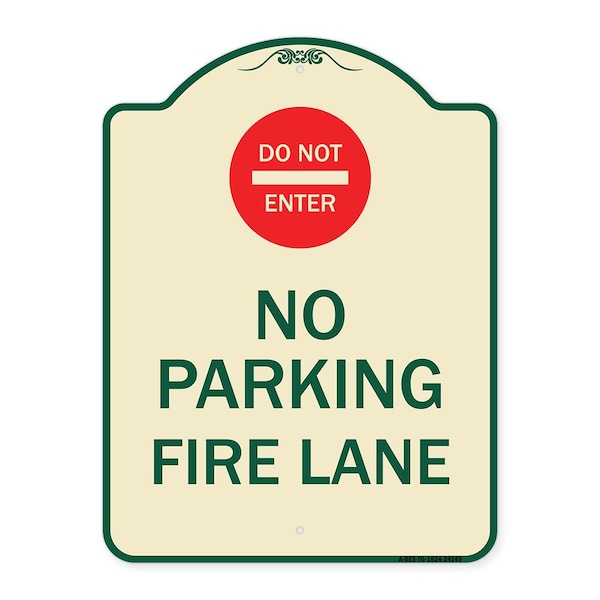 Do Not Enter No Parking Fire Lane W/ Graphic Heavy-Gauge Aluminum Sign, 24" x 18", TG-1824-24149